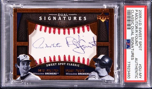 2005 Upper Deck Sweet Spot Classic Paul Molitor/Robin Yount Dual Signatures #DU-MY card image