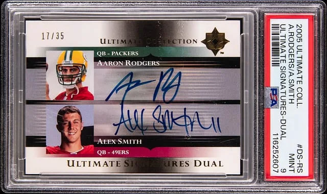 2005 Upper Deck Ultimate Collection Aaron Rodgers/Alex Smith Ultimate Signatures Dual #DS-RS card image