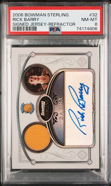 2006-07 Bowman Sterling Rick Barry Signed Jersey Refractor #32 card image