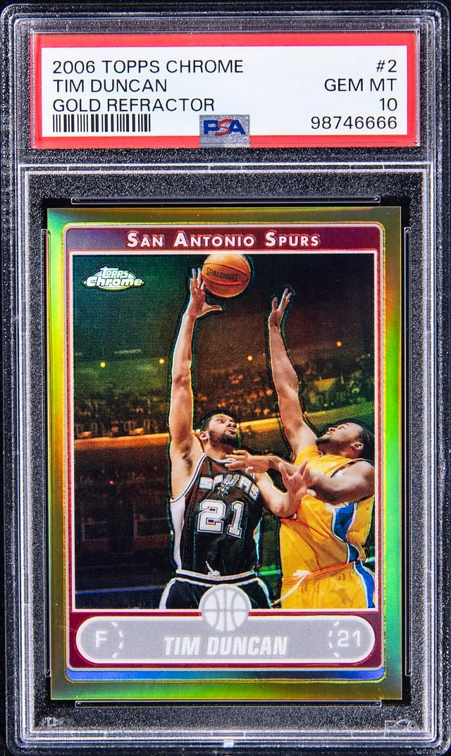 2006-07 Topps Chrome Tim Duncan Gold Refractor #2 card image