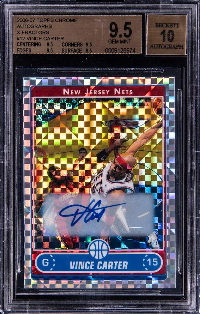 2006-07 Topps Chrome Vince Carter Autograph X-Fractors #12 card image