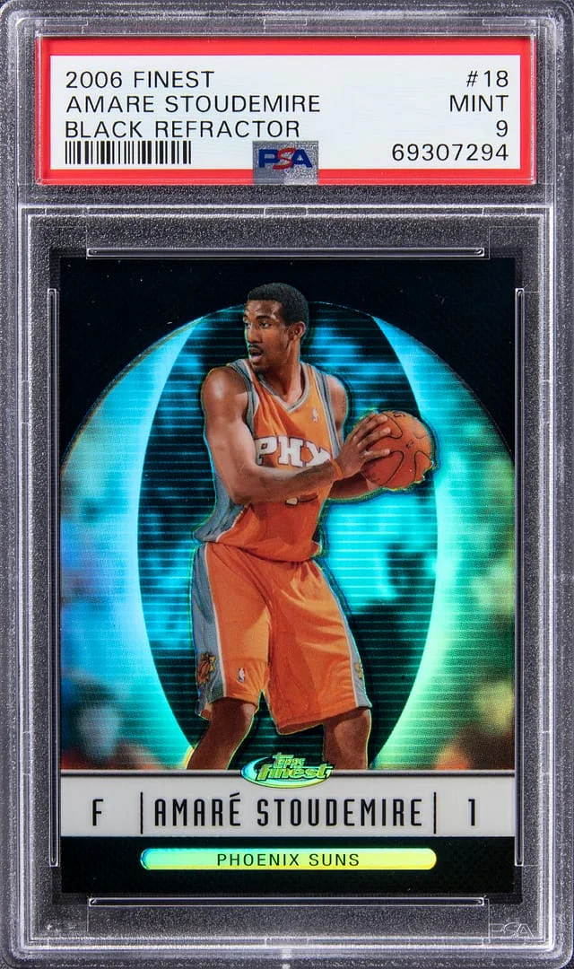 2006-07 Topps Finest Amar'e Stoudemire Black Refractor #18 card image