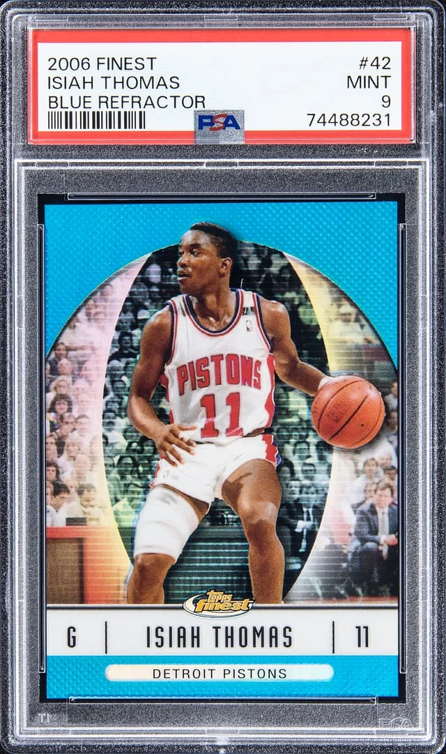 2006-07 Topps Finest Isiah Thomas Blue Refractor #42 card image