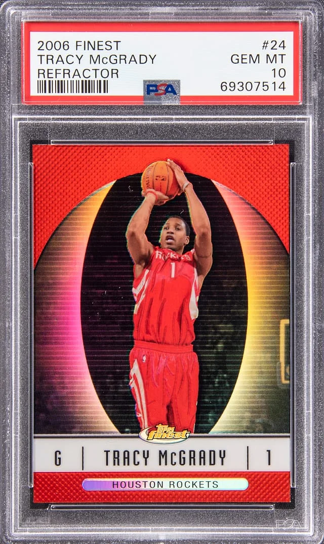 2006-07 Topps Finest Tracy McGrady Blue Refractor #24 card image