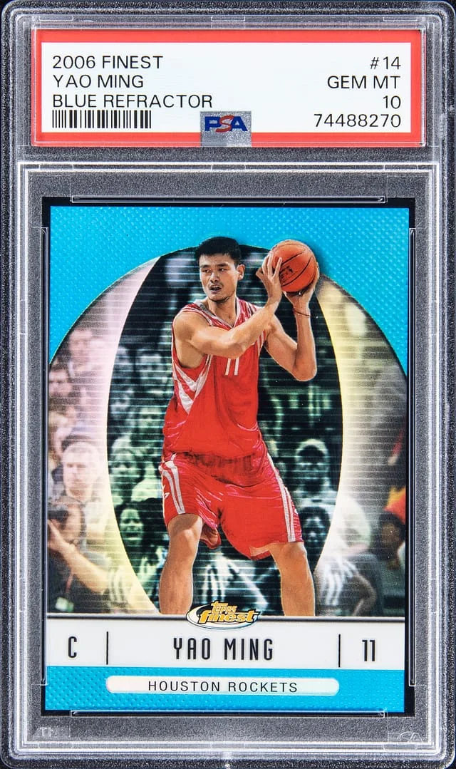 2006-07 Topps Finest Yoa Ming Blue Refractor #14 card image