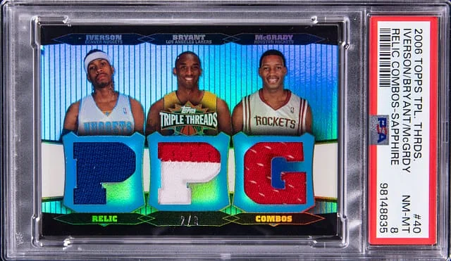 2006-07 Topps Triple Threads Allen Iverson/Kobe Bryant/Tracy McGrady Relic Combos Sapphire #TTRC-40 card image