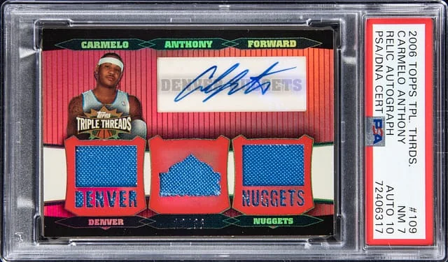 2006-07 Topps Triple Threads Carmelo Anthony Relic Autograph #109 card image