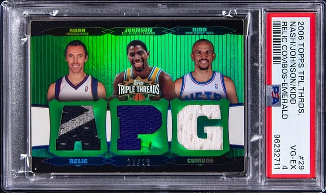 2006-07 Topps Triple Threads Jason Kidd/Magic Johnson/Steve Nash Relic Combos Emerald #TTRC-29 card image