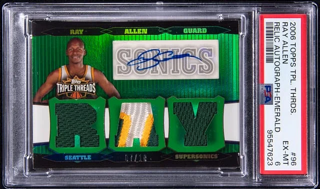 2006-07 Topps Triple Threads Ray Allen Relic Autograph Emerald #TTRA-96 card image