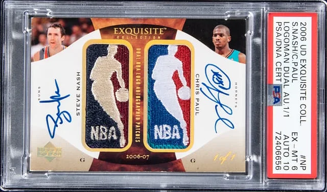 2006-07 UD Exquisite Collection Logoman Dual Autographs Steve Nash/Chris Paul #ADL-NP card image