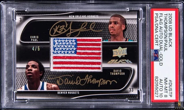 2006-07 Upper Deck Black Chris Paul/David Thompson Flag Autograph Dual Gold #DUS-TP card image