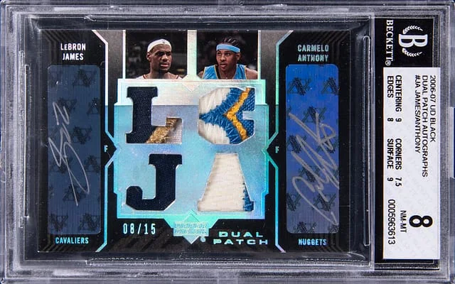 2006-07 Upper Deck Black LeBron James/Carmelo Anthony Dual Patch Autographs #DPA-JA card image
