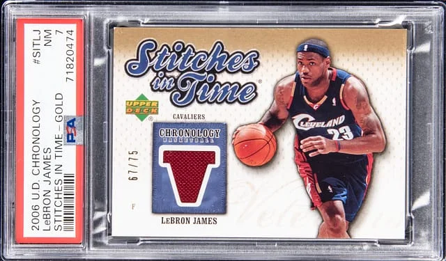 2006-07 Upper Deck Chronology LeBron James Stitches In Time Gold #SIT-LJ card image