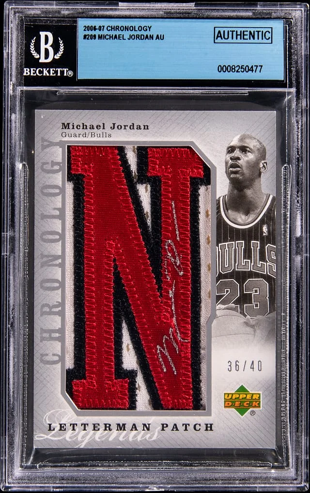 2006-07 Upper Deck Chronology Michael Jordan Letterman Patch Autograph #209 card image