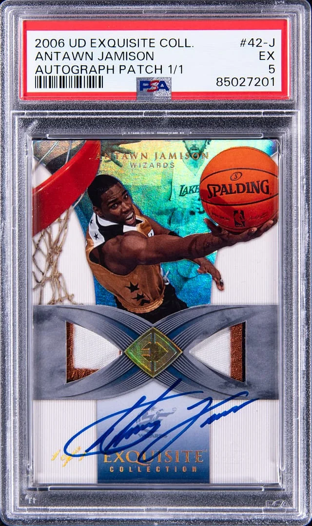 2006-07 Upper Deck Exquisite Collection Antawn Jamison Autograph Patch #42-J card image