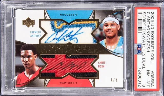 2006-07 Upper Deck Exquisite Collection Carmelo Anthony/Chris Bosh Scripted Swatches Dual #DSS-BA card image