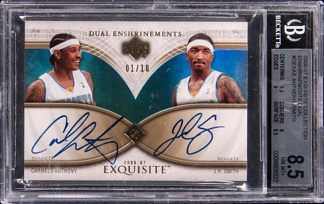 2006-07 Upper Deck Exquisite Collection Carmelo Anthony/JR Smith Dual Enshrinements #DEX-AS card image