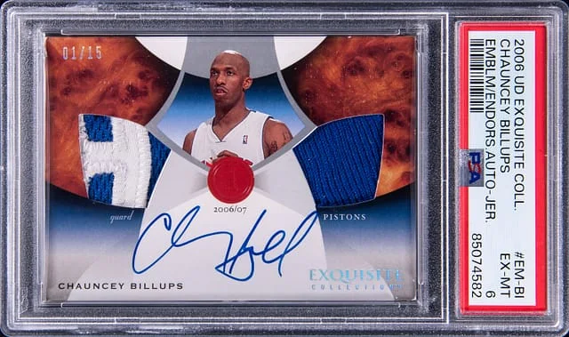 2006-07 Upper Deck Exquisite Collection Chauncey Billups Emblem of Endorsments Autograph Jersey #EM-BI card image