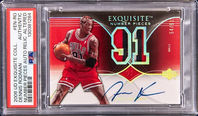 2006-07 Upper Deck Exquisite Collection Dennis Rodman Number Pieces Autograph Relic #EN-RO card image