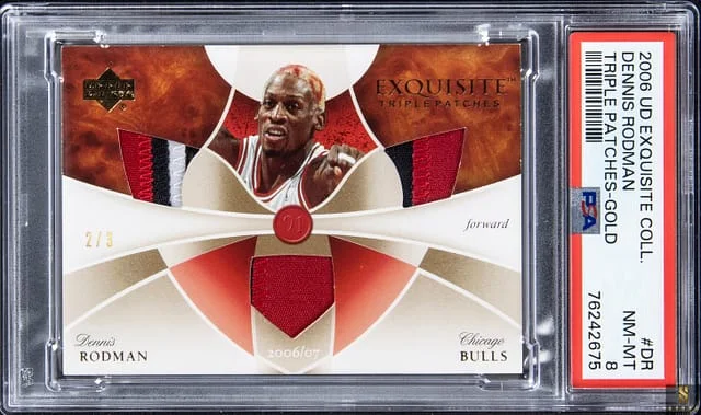 2006-07 Upper Deck Exquisite Collection Dennis Rodman Triple Patches Gold #ETP-DR card image