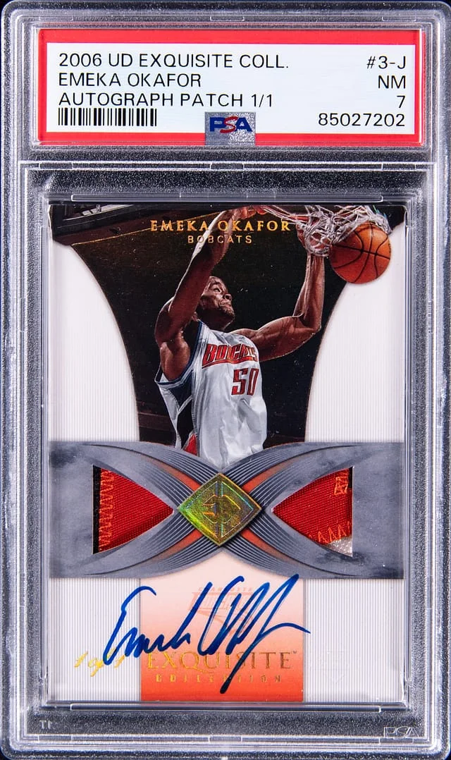2006-07 Upper Deck Exquisite Collection Emeka Okafor Autograph Patch #3-J card image
