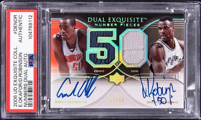 2006-07 Upper Deck Exquisite Collection Emeka Okafor/David Robinson Numbers Dual Autograph #DEN-OR card image