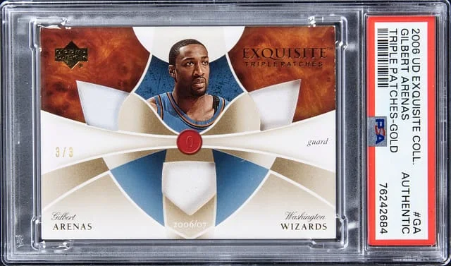 2006-07 Upper Deck Exquisite Collection Gilbert Arenas Triple Patches Gold #ETP-GA card image