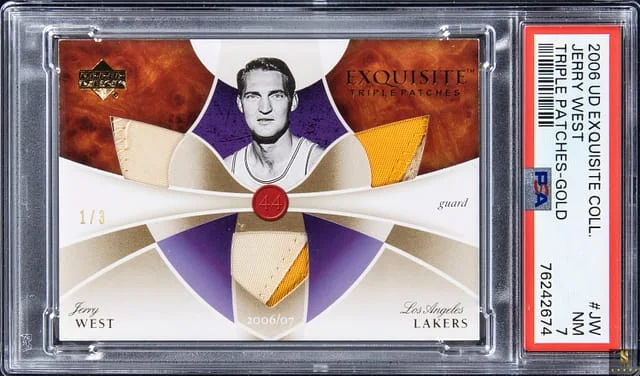 2006-07 Upper Deck Exquisite Collection Jerry West Triple Patches Gold #ETP-JW card image