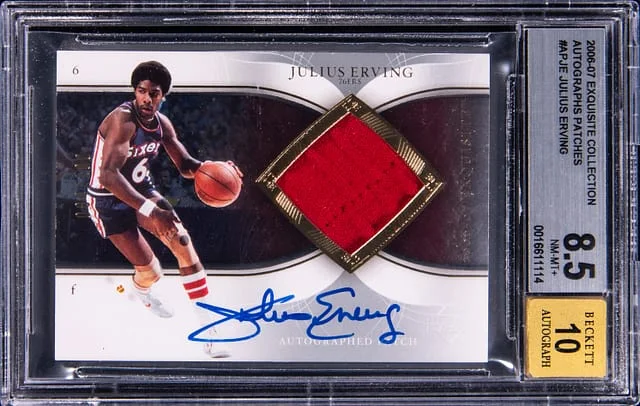 2006-07 Upper Deck Exquisite Collection Julius Erving Autograph Patches #APJE card image