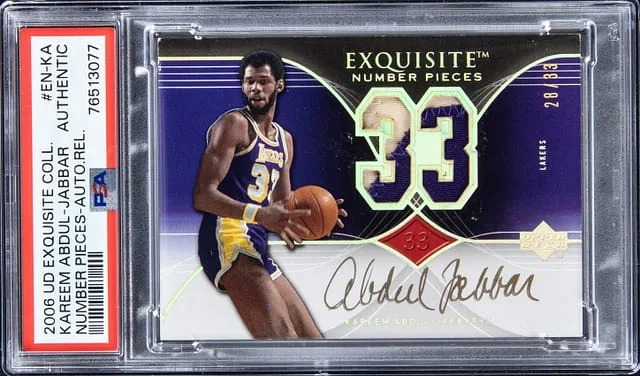2006-07 Upper Deck Exquisite Collection Kareem Abdul-Jabbar Number Pieces Autograph Relic #EN-KA card image