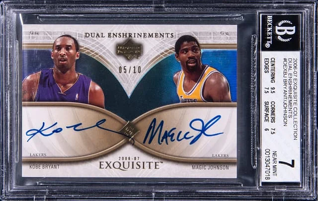 2006-07 Upper Deck Exquisite Collection Kobe Bryant/Magic Johnson Dual Enshrinements #DEX-BJ card image