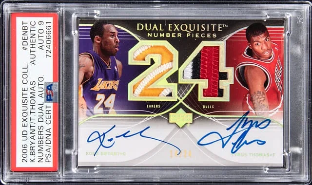 2006-07 Upper Deck Exquisite Collection Kobe Bryant/Tyrus Thomas Numbers Dual Autograph Patch #DEN-BT card image