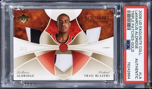 2006-07 Upper Deck Exquisite Collection LaMarcus Aldridge Triple Patches Gold #ETP-LA card image