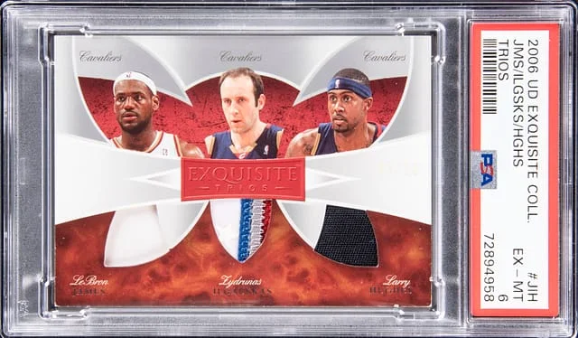 2006-07 Upper Deck Exquisite Collection LeBron James/Zydrunas Ilgauskas/Larry Hughes Trios #ET-JIH card image