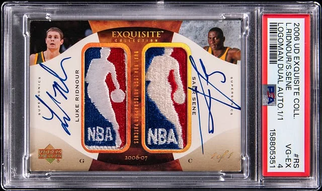 2006-07 Upper Deck Exquisite Collection Luke Ridnour/Saer Sene Logoman Dual Autographs #ADL-RS card image
