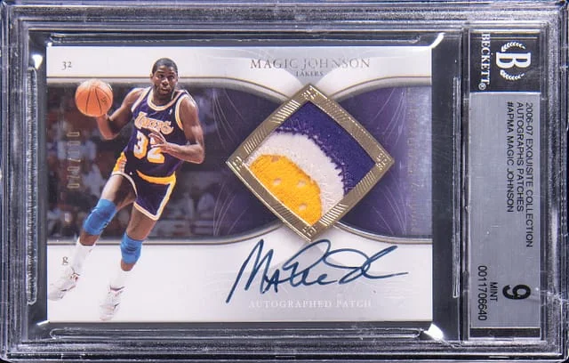 2006-07 Upper Deck Exquisite Collection Magic Johnson Autographs Patches #AP-MA card image