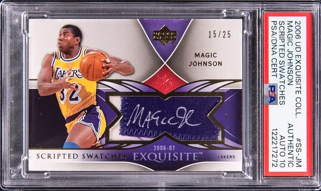 2006-07 Upper Deck Exquisite Collection Magic Johnson Scripted Swatches #SS-JM card image
