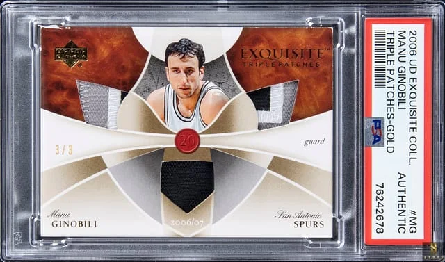 2006-07 Upper Deck Exquisite Collection Manu Ginobili Triple Patches Gold #ETP-MG card image