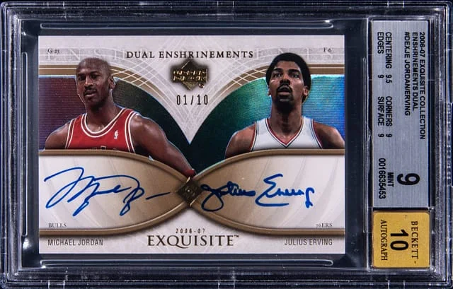 2006-07 Upper Deck Exquisite Collection Michael Jordan/Julius Erving Dual Enshrinements Dual #DEX-JE card image