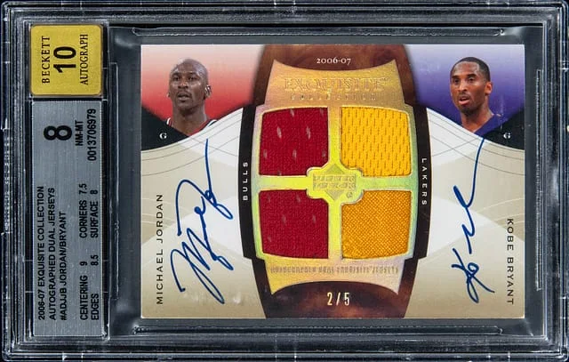 2006-07 Upper Deck Exquisite Collection Michael Jordan/Kobe Bryant Autographed Dual Jerseys #ADJ-JB card image