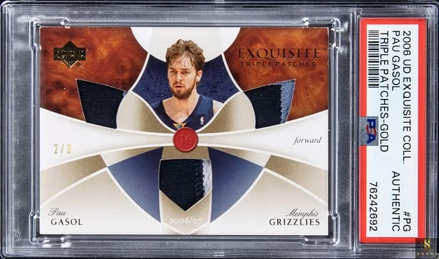 2006-07 Upper Deck Exquisite Collection Pau Gasol Triple Patches Gold #ETP-PG card image