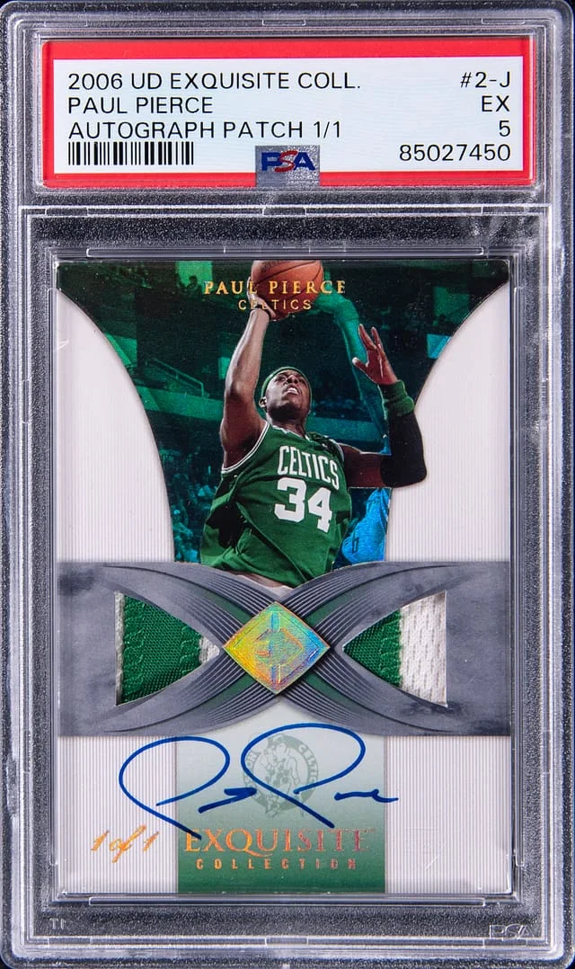 2006-07 Upper Deck Exquisite Collection Paul Pierce Autograph Patch #2-J card image