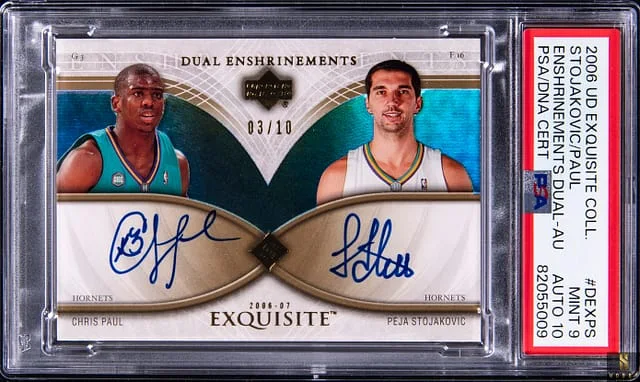 2006-07 Upper Deck Exquisite Collection Peja Stojakovic/Chris Paul Enshrinements Dual Autograph #DEX-PS card image