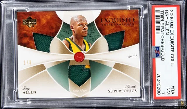 2006-07 Upper Deck Exquisite Collection Ray Allen Triple Patches Gold #ETP-RA card image