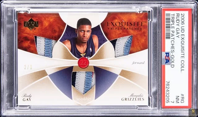 2006-07 Upper Deck Exquisite Collection Rudy Gay Triple Patches Gold #ETP-RG card image