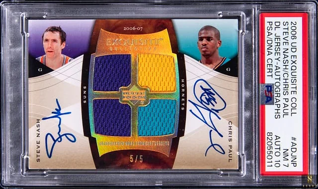 2006-07 Upper Deck Exquisite Collection Steve Nash/Chris Paul Dual Jersey Autograph #ADJ-NP card image