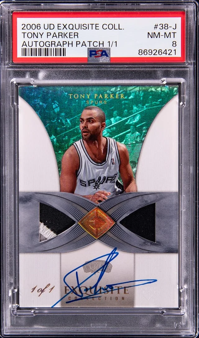 2006-07 Upper Deck Exquisite Collection Tony Parker Autograph Patch #38-J card image