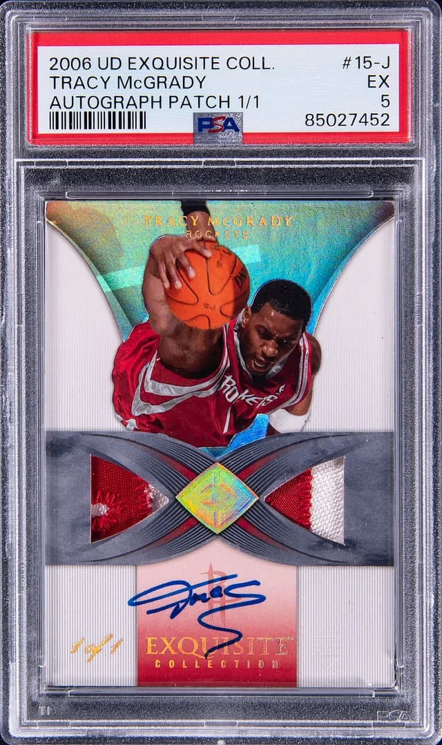 2006-07 Upper Deck Exquisite Collection Tracy McGrady Autograph Patch #15-J card image