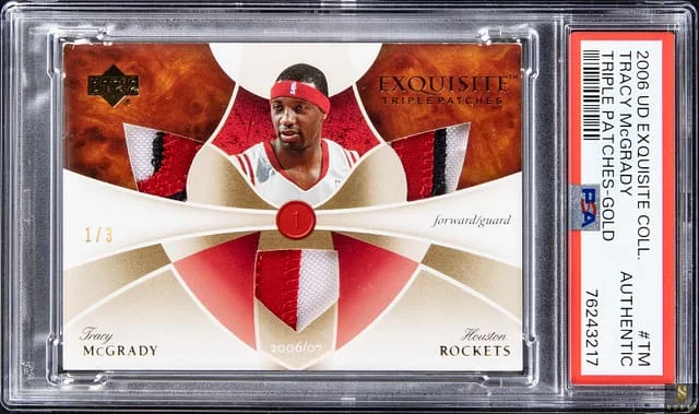 2006-07 Upper Deck Exquisite Collection Tracy McGrady Triple Patches Gold #ETP-TM card image