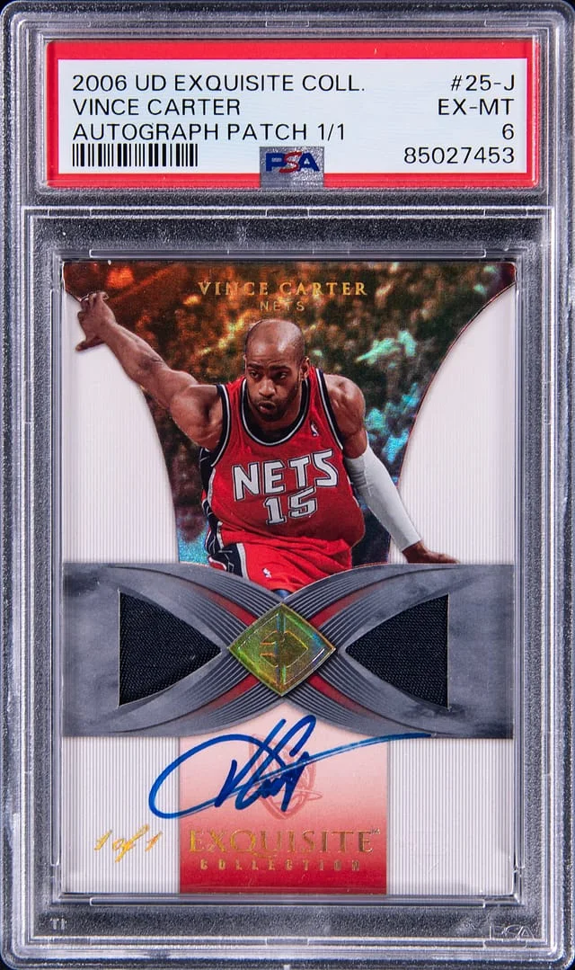 2006-07 Upper Deck Exquisite Collection Vince Carter Autograph Patch #25-J card image